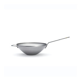 De Buyer Mineral B carbon steel wok, long handle