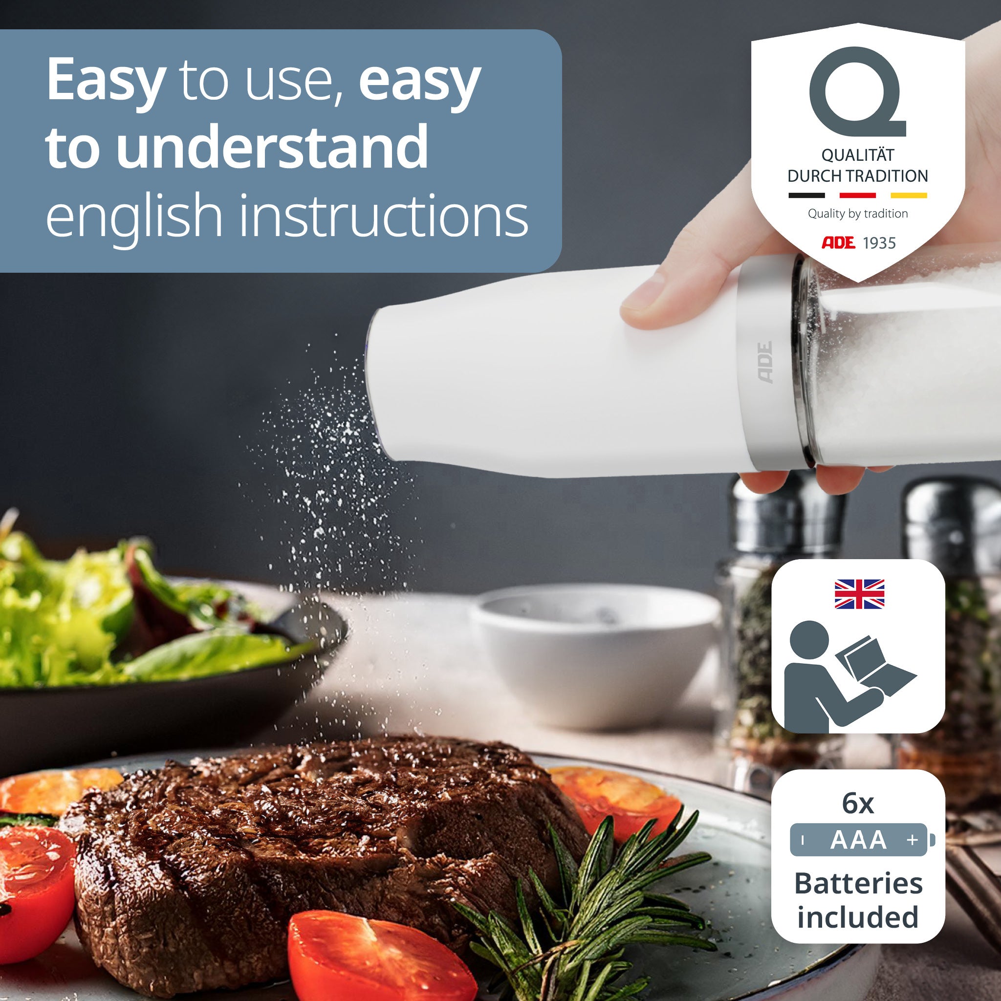 Ade elektrisk peppar- och saltkvarn