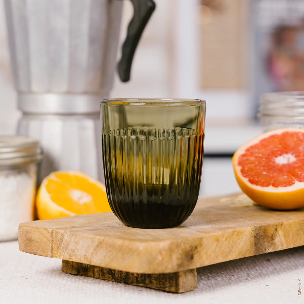 Ouessant water or tea glass 26 cl, olive green