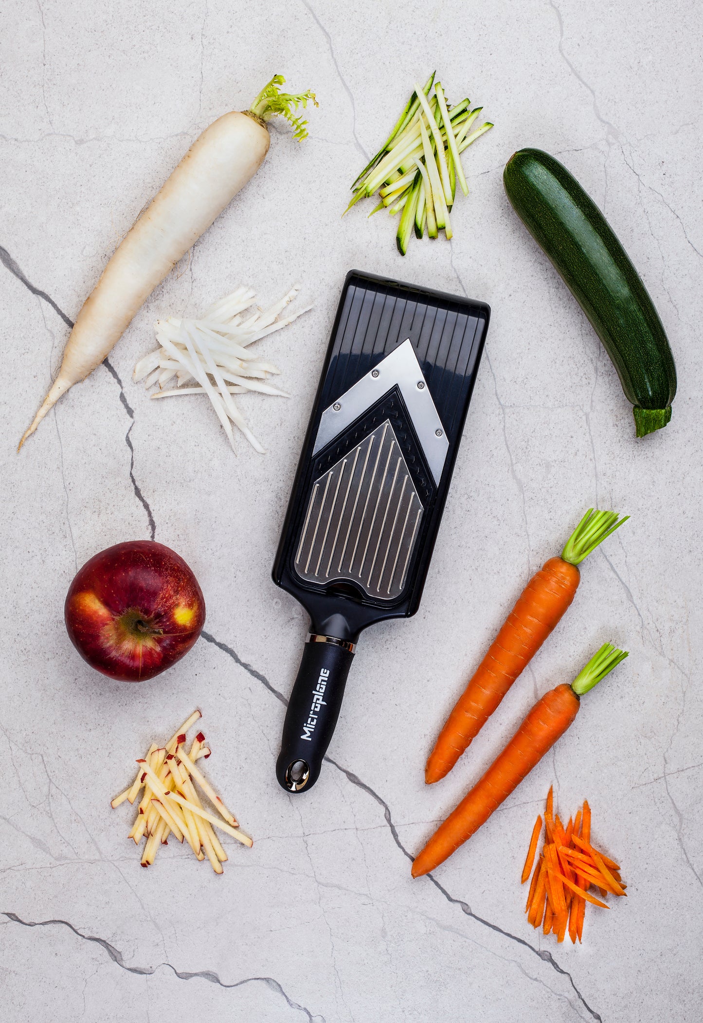 Microplane V-blade slicer with julienne