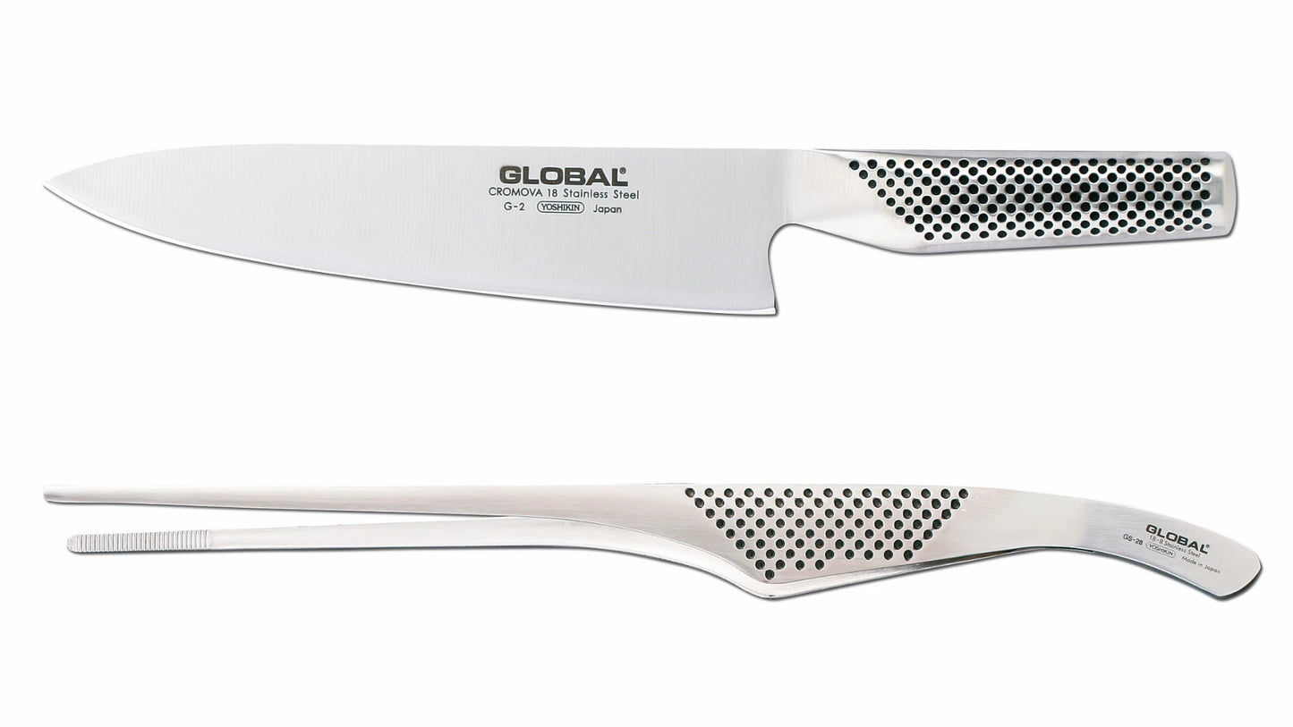 Global kockkniv 20 cm och pincett 