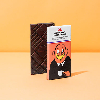 Le Chocolat des Français Tumma suklaalevy kaakaopavun paloilla