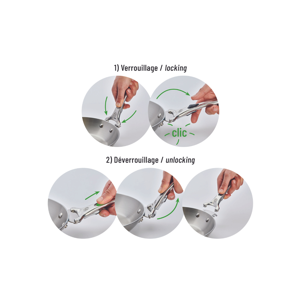 De Buyer LOQY avtagbart handtag i gjutet rostfritt stål