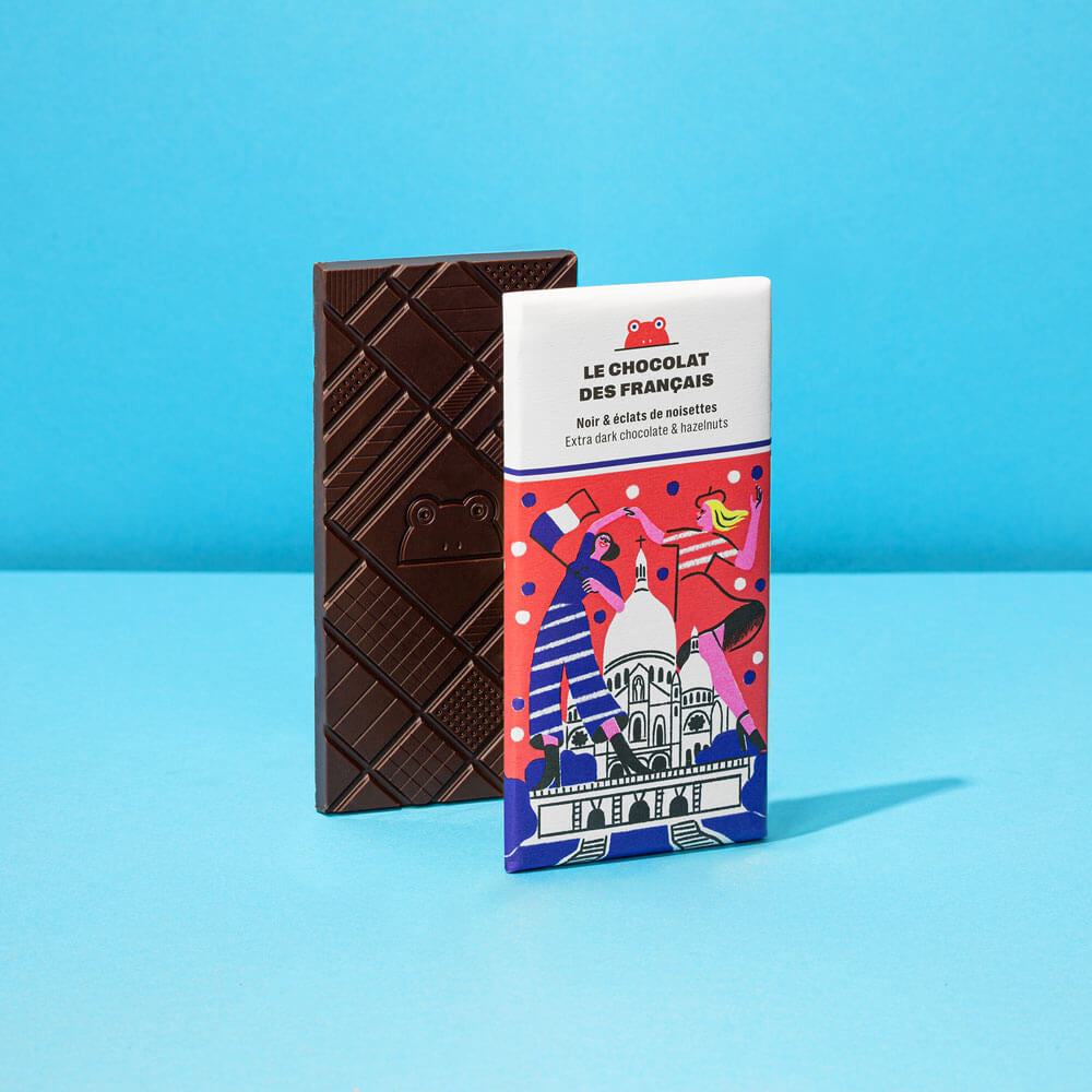Le Chocolat des Français Tumma suklaalevy hasselpähkinöillä