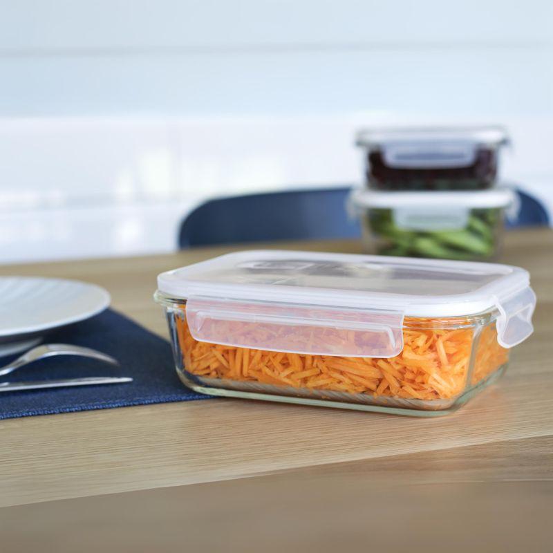 Pebbly rectangular glass container